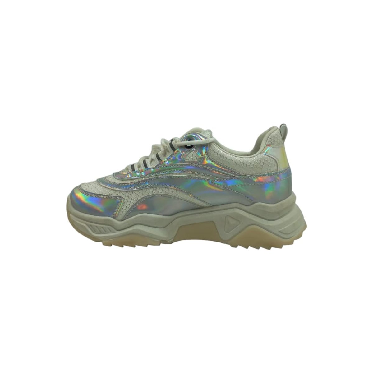 HERIEL - Zapatilla Blanca Holografica Mujer