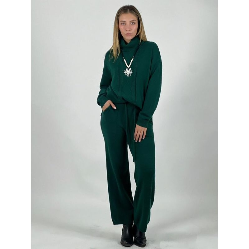 ENIGMATICA BOUTIQUE - Conjunto Lana Cuello Alto Trenzado Delantero Burdeo