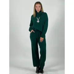 ENIGMATICA BOUTIQUE - Conjunto Lana Cuello Alto Trenzado Delantero Burdeo