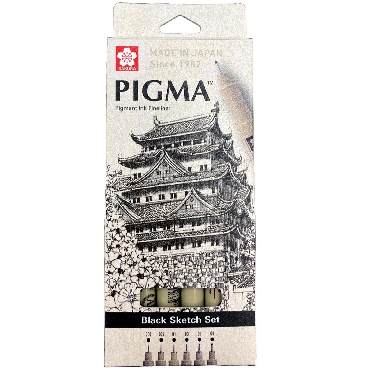 SAKURA - Set de Tiralínea Pigma Micron Sakura Negro 6 Grosores