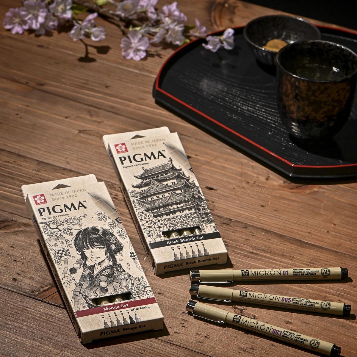 SAKURA - Set de Tiralínea Pigma Micron Sakura Negro 6 Grosores