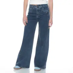 WADOS - JEANS WIDE LEG TIRO ALTO COSTADILLO PRETINA BASICA 1 BOTON