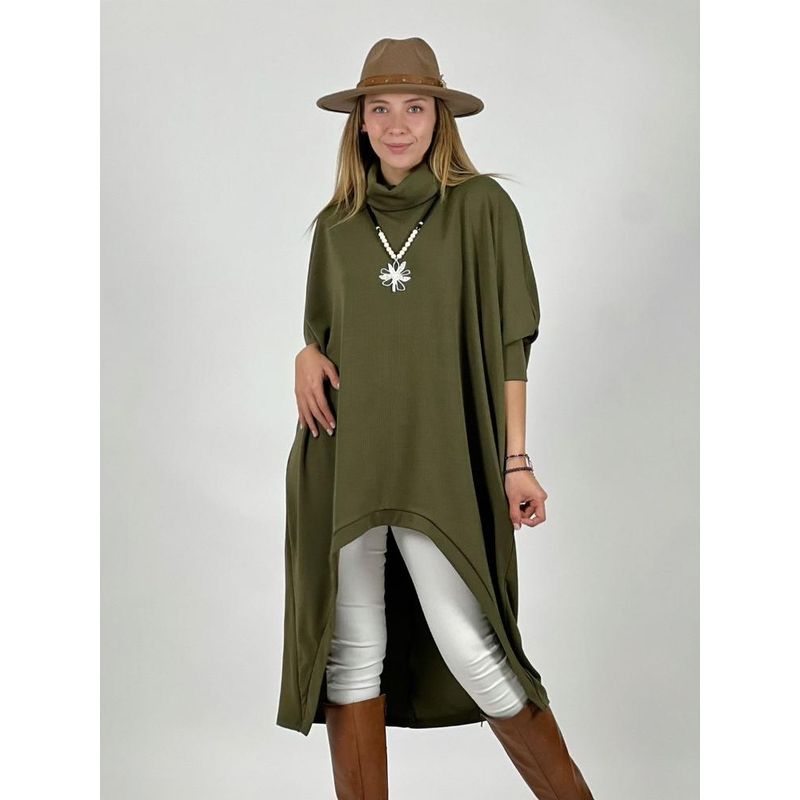 ENIGMATICA BOUTIQUE - Vestido Spandex Cuello Alto Asimetrico Verde