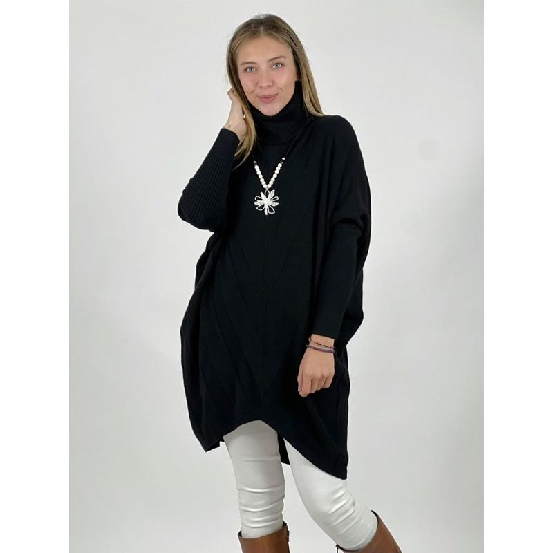 ENIGMATICA BOUTIQUE - Sweater Lana con Relieve en Diagonal Negro