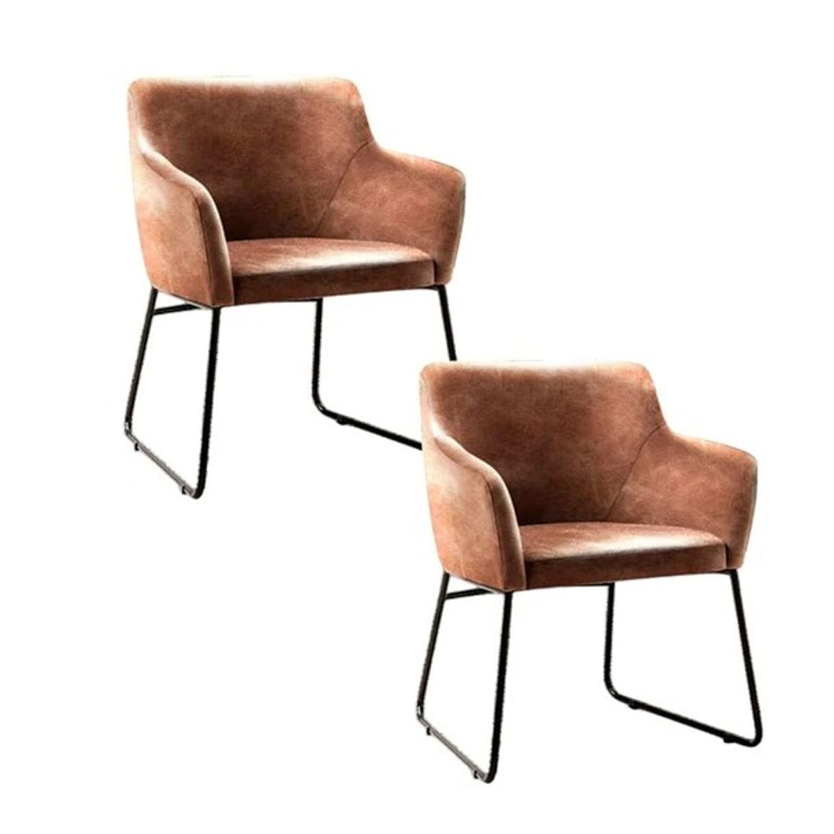 HABITA2 CHILE - Pack 2 Poltrona o Sitial Leah Cuero - Color Marrón