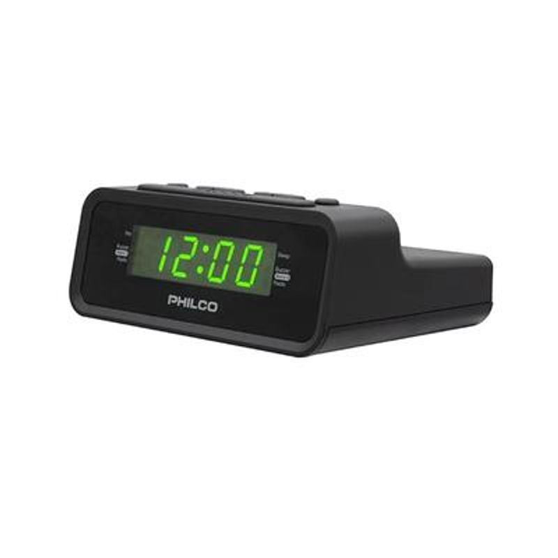 PHILCO - Radio Reloj Philco Radio FM Pantalla LED 06 Alarma Dual - Negro