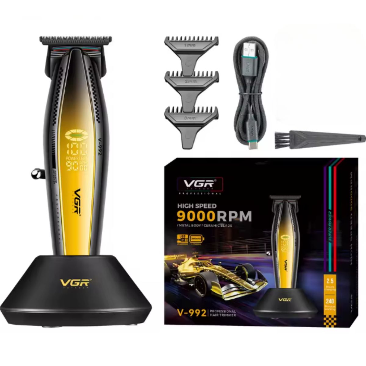 VGR VOYAGER - Máquina Patillera Pro VGR V-992 Dorado Metal 9000 Rpm Motor