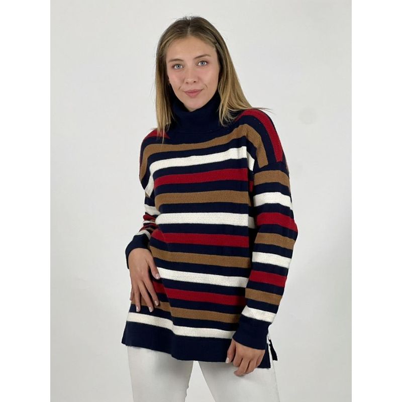 ENIGMATICA BOUTIQUE - Sweater Lana Lineas Horizontales Negro
