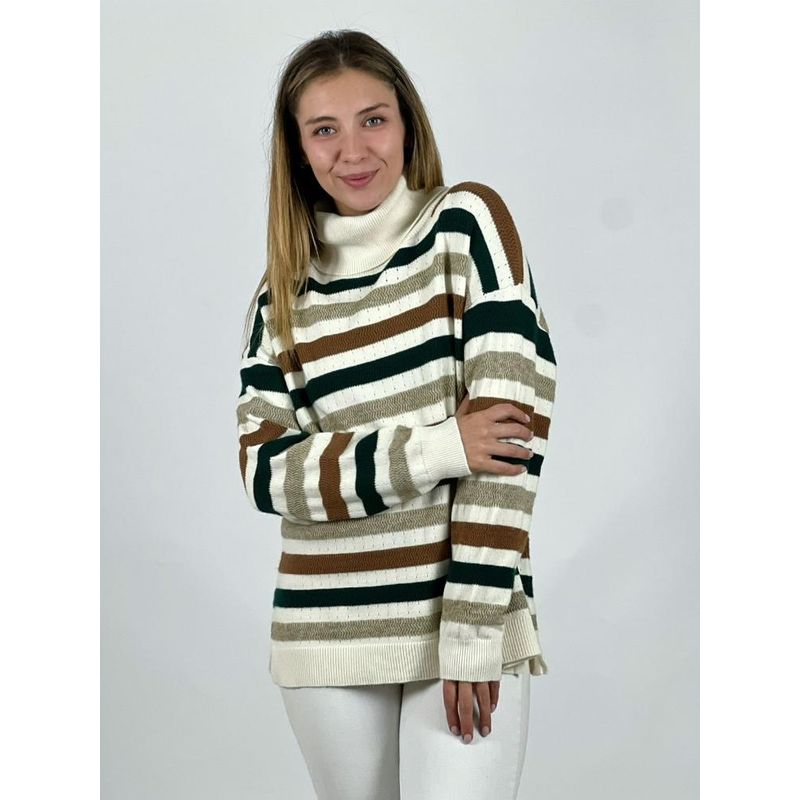 ENIGMATICA BOUTIQUE - Sweater Lana Lineas Horizontales Negro