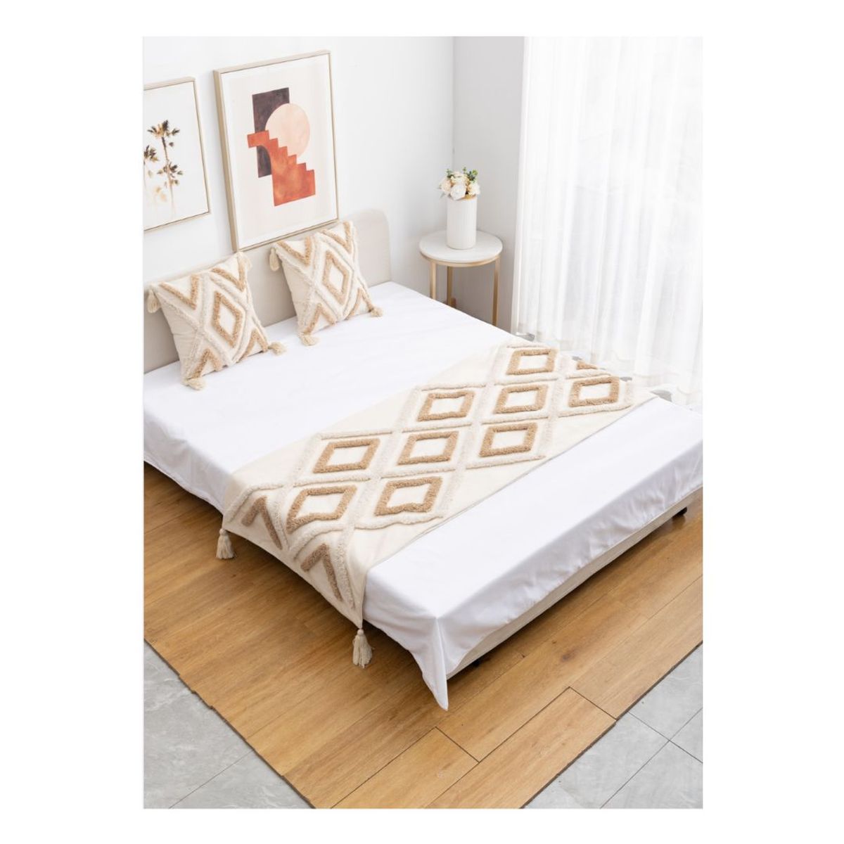 GENERICO - Juego de Piecera Bordada Bohó 2 Plazas 70 x 210 cm - Turín