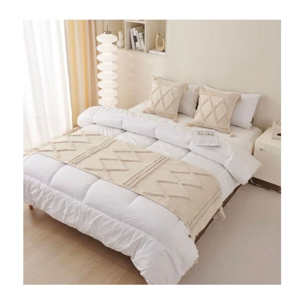 GENERICO - Juego de Piecera Bordada Bohó 2 Plazas 70 x 210 cm - Bolonia