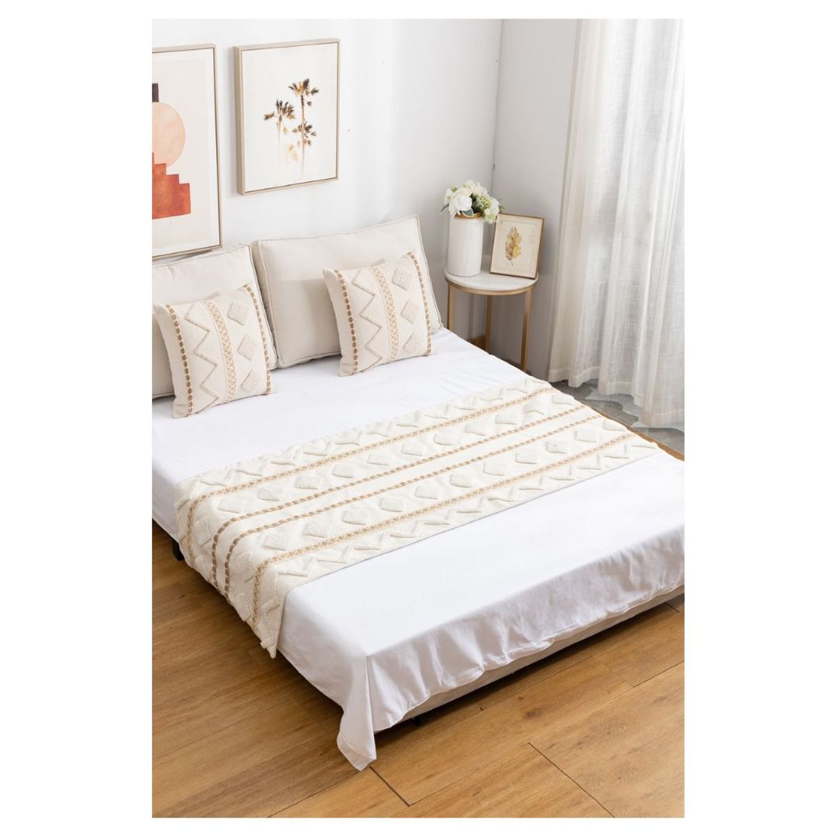 GENERICO - Juego de Piecera Bordada Bohó 2 Plazas 70 x 210 cm - Catania