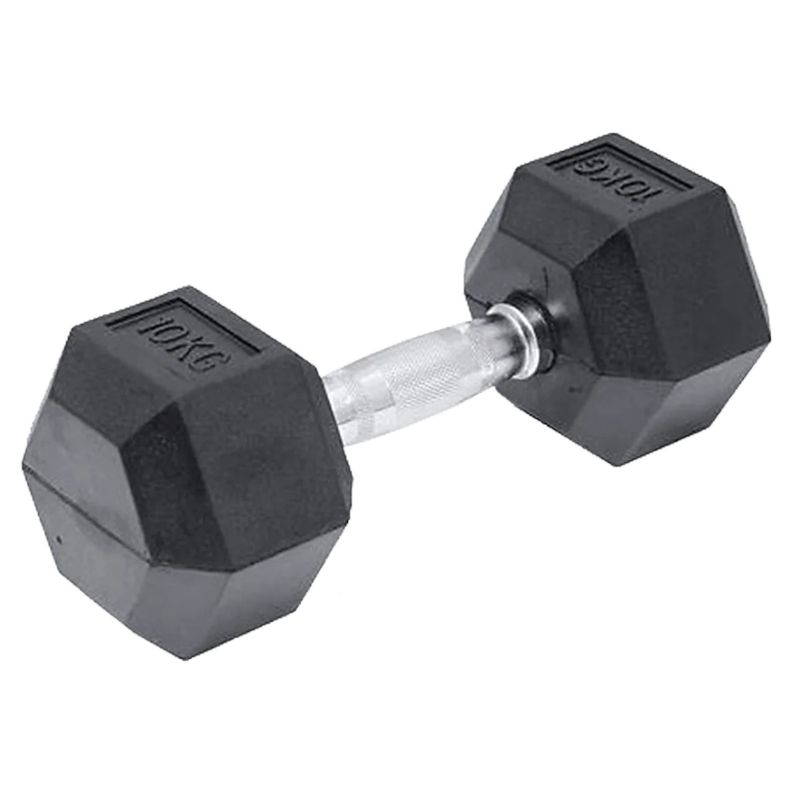 GENERICO - Mancuerna Hexagonal Acero Recubierta Caucho 10 Kg