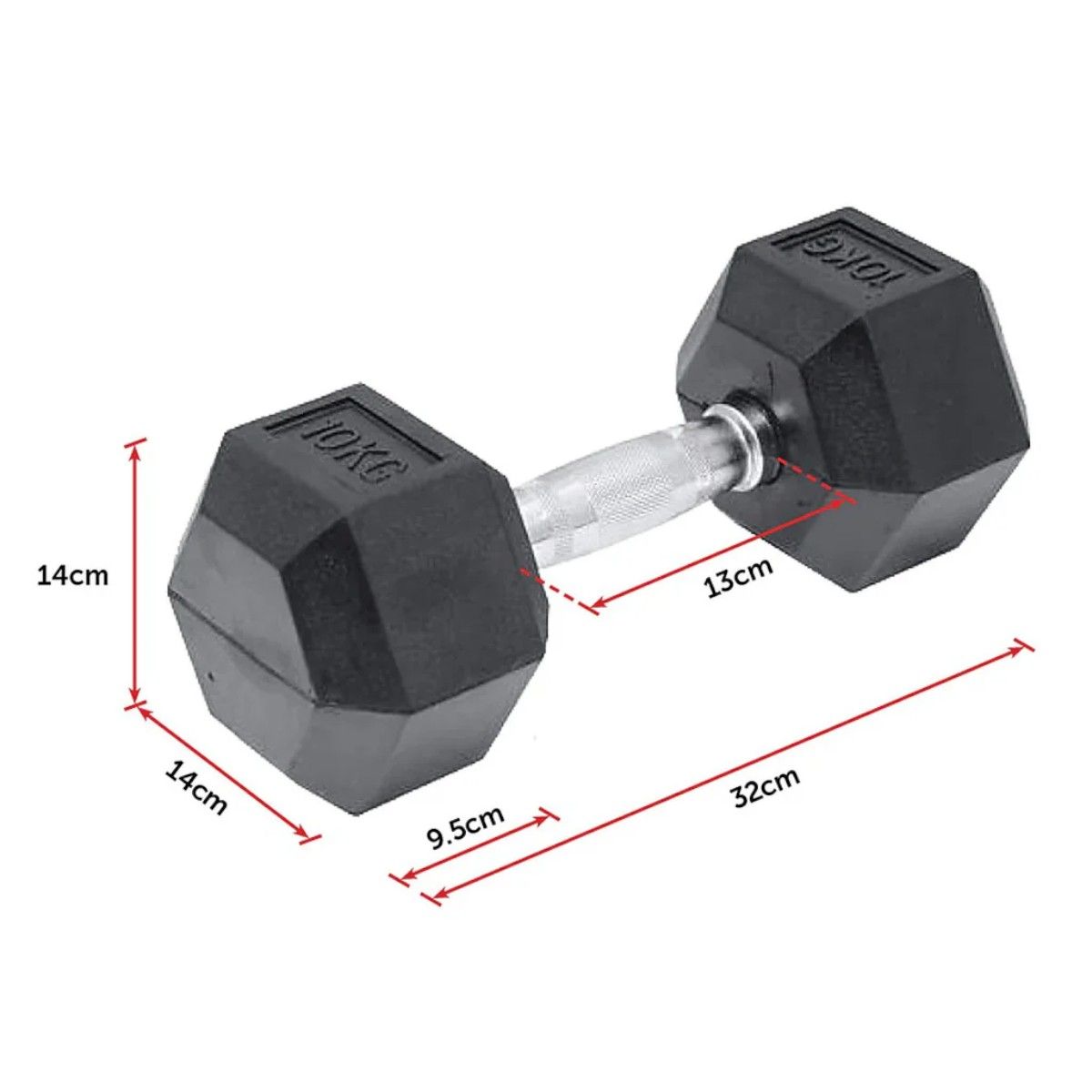GENERICO - Mancuerna Hexagonal Acero Recubierta Caucho 10 Kg