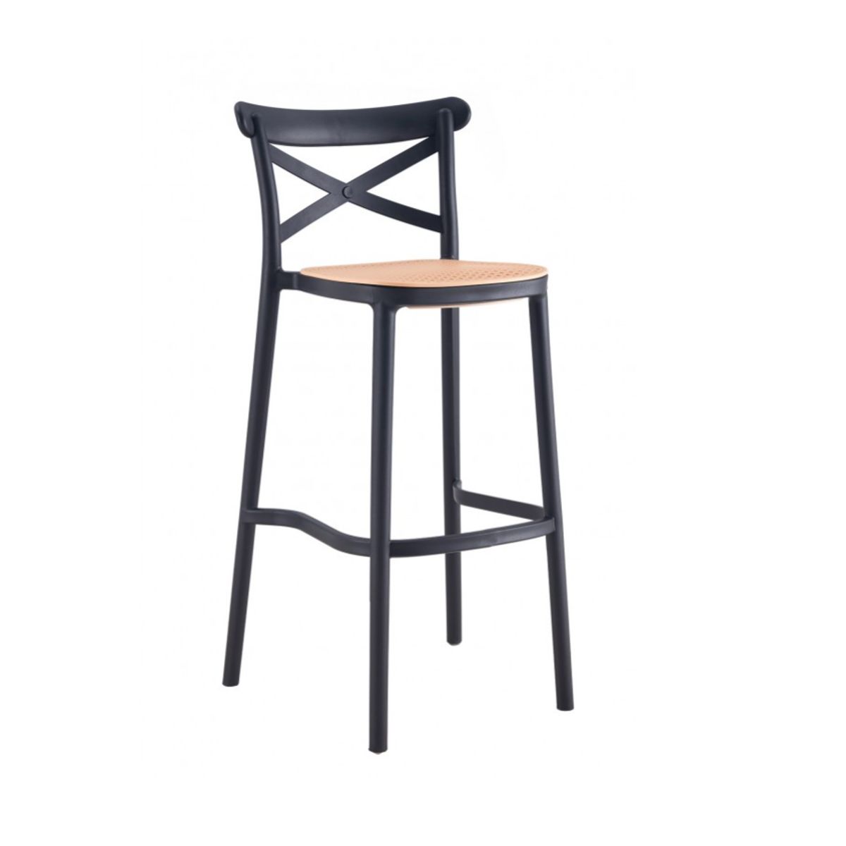 HABITA2 CHILE - Pack 4 Taburete piso de Bar Sena 65 cm Polipropileno - Negro