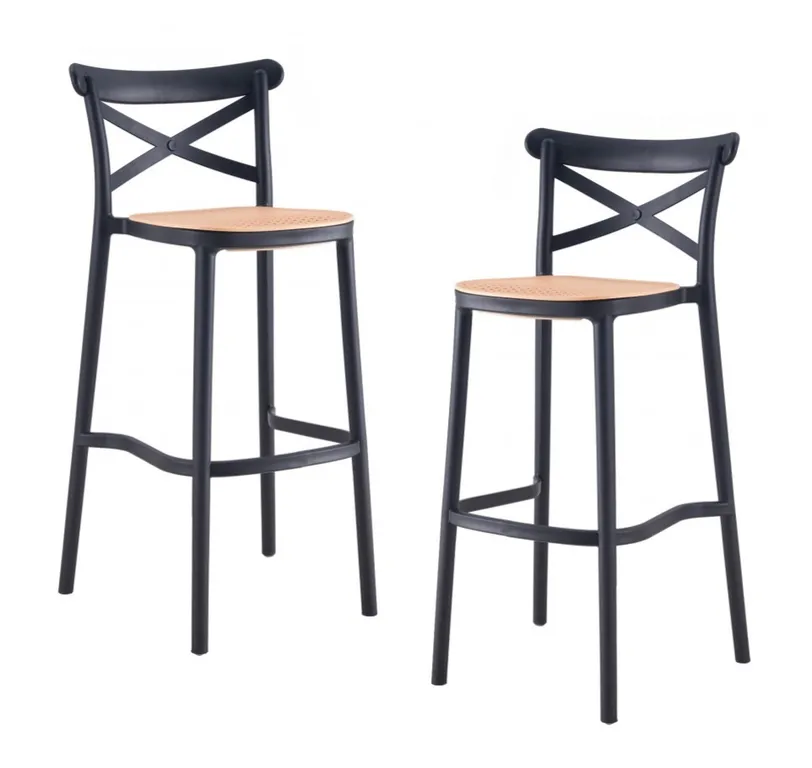 Pack 2 Taburete piso de Bar Sena 65 cm Polipropileno - Negro