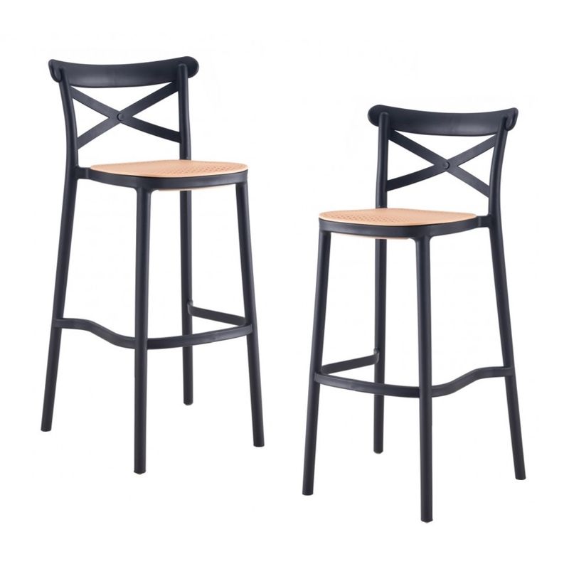 GENERICO - Pack 2 Taburete piso de Bar Sena 65 cm Polipropileno - Negro
