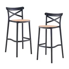 GENERICO - Pack 2 Taburete piso de Bar Sena 65 cm Polipropileno - Negro