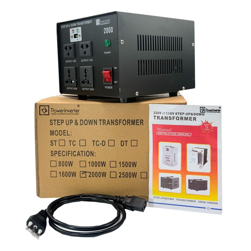GENERICO - TRANSFORMADOR BIDIRECCIONAL 220VAC A 110VAC 2000W - ALTA CALIDAD