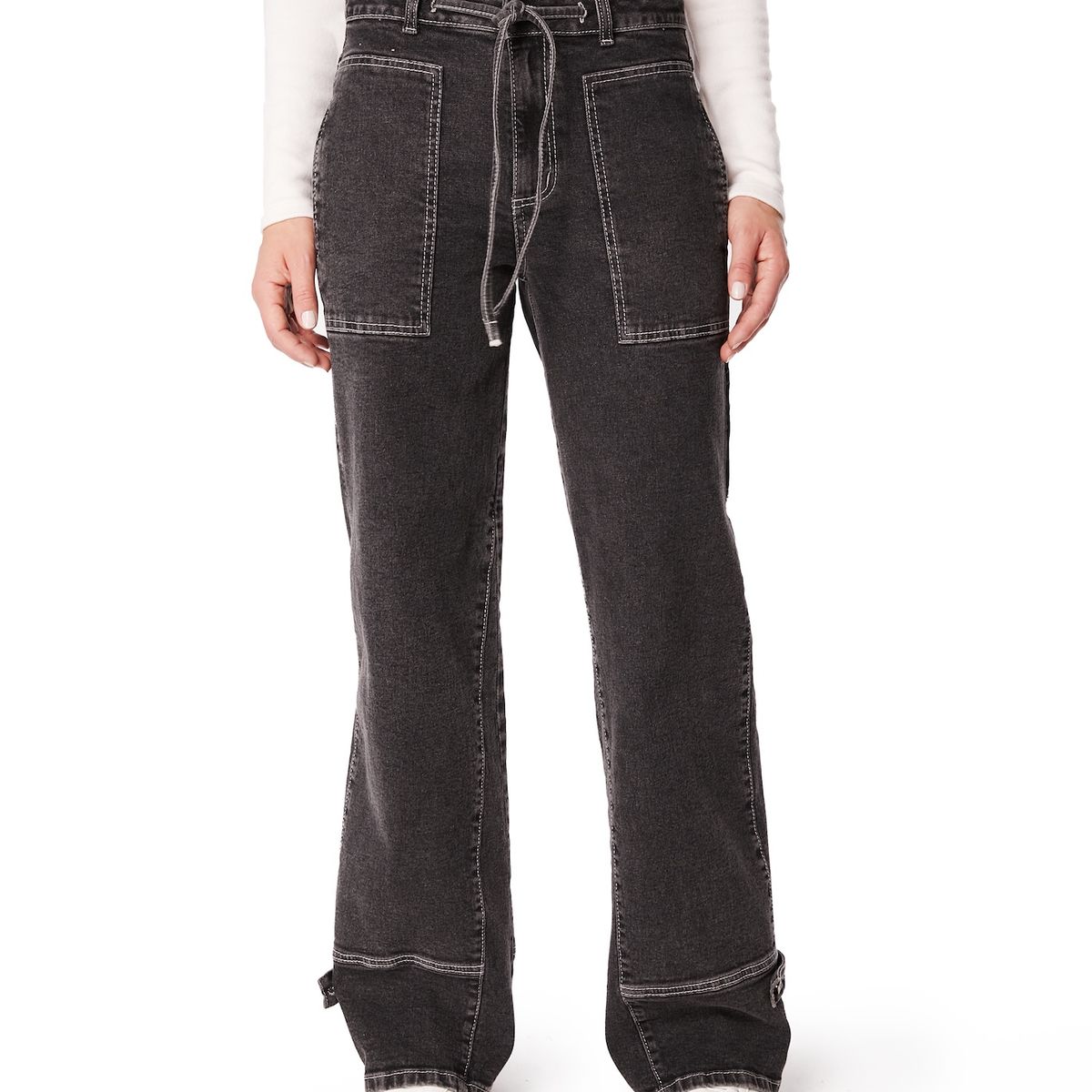 EFESIS - JEANS ROZZI WIDE CORTES Y TRABAS - Negro