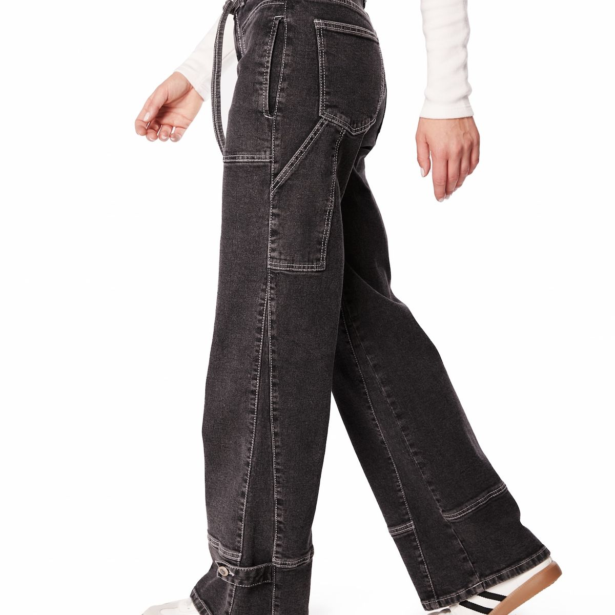 EFESIS - JEANS ROZZI WIDE CORTES Y TRABAS - Negro