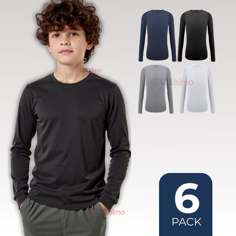 UTILISIMO - Pack 6 Camiseta Cuello Redondo Bambú Juvenil  Colores Surtidos