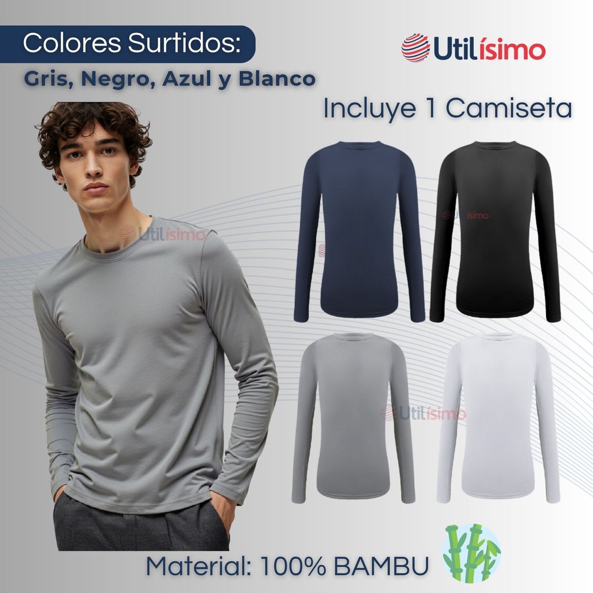 UTILISIMO - Camiseta Cuello Redondo Bambu Juvenil  Colores Surtidos