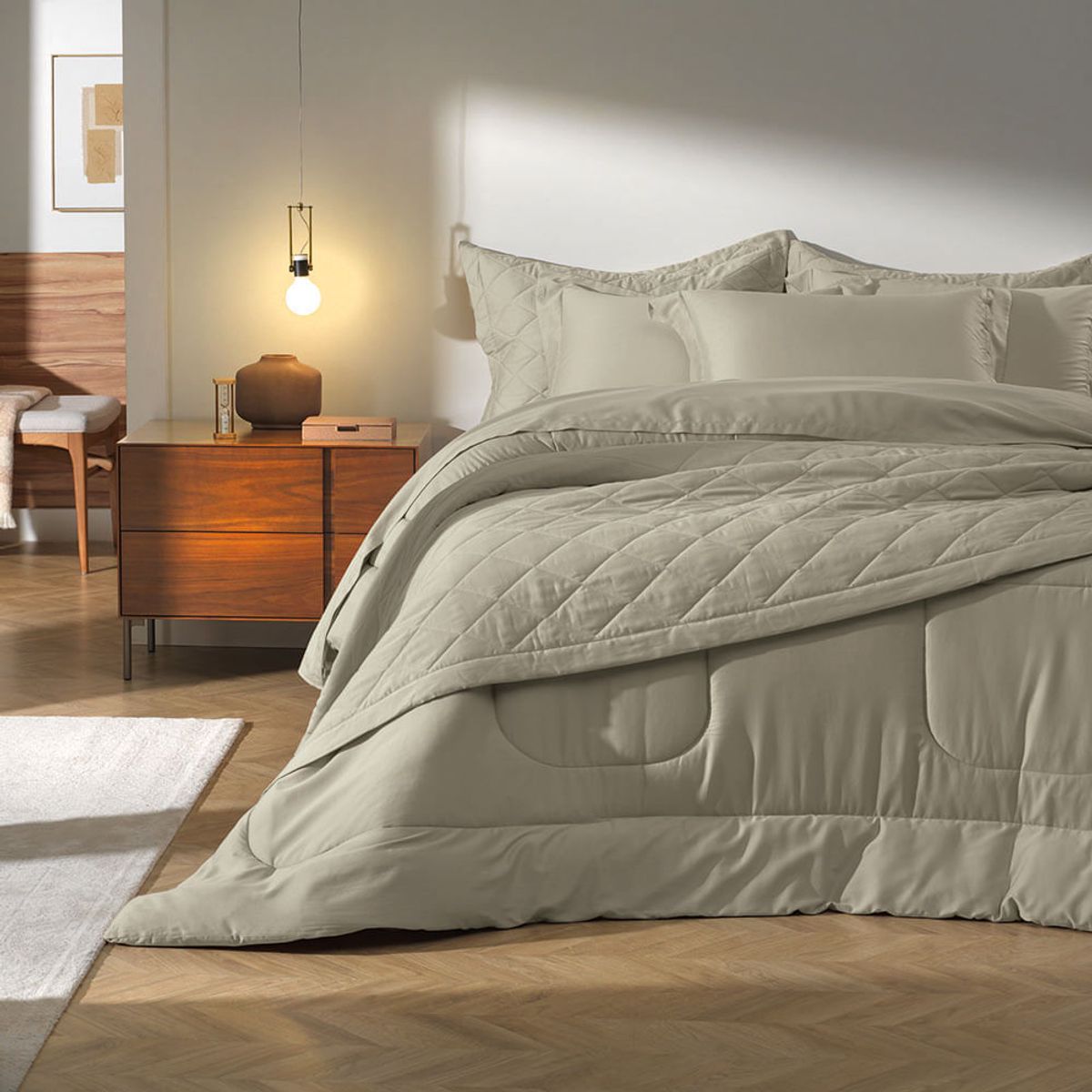 KARSTEN - Sábanas algodón egipcio Súper King 300 hilos Beige