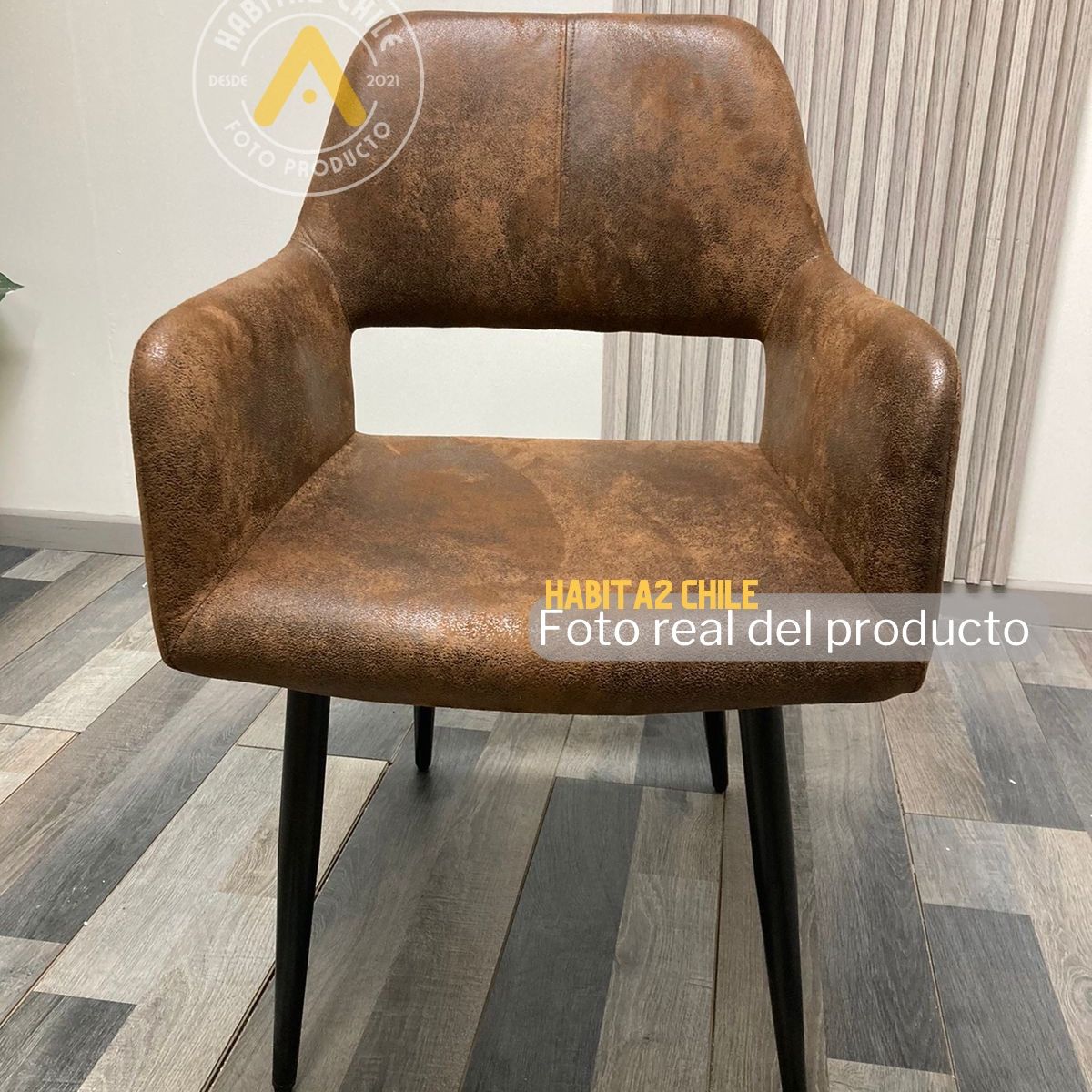 HABITA2 CHILE - Sitial  Mindy Ecocuero Marrón -Patas Negro