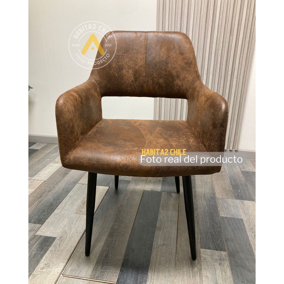 HABITA2 CHILE - Sitial  Mindy Ecocuero Marrón -Patas Negro