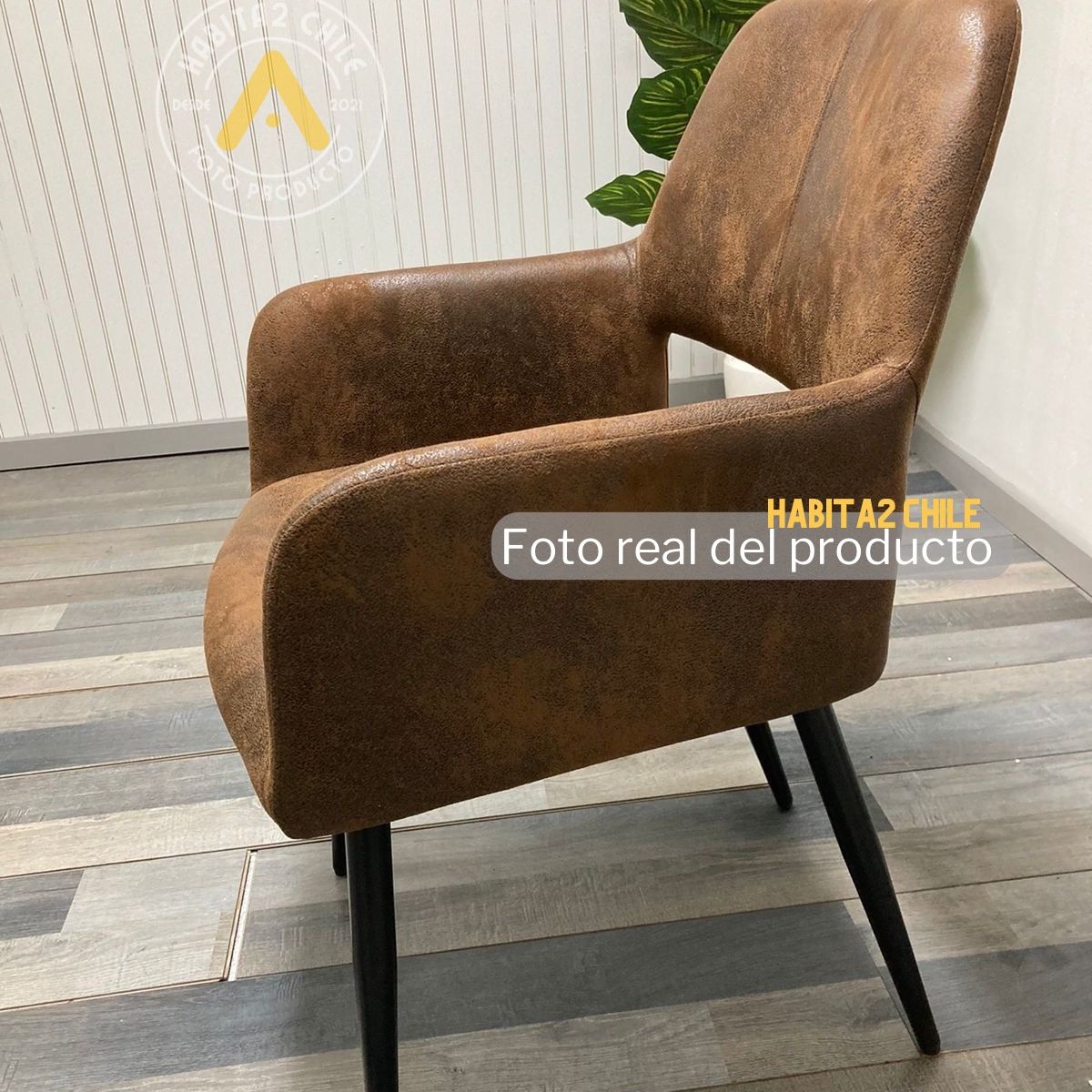 HABITA2 CHILE - Sitial  Mindy Ecocuero Marrón -Patas Negro