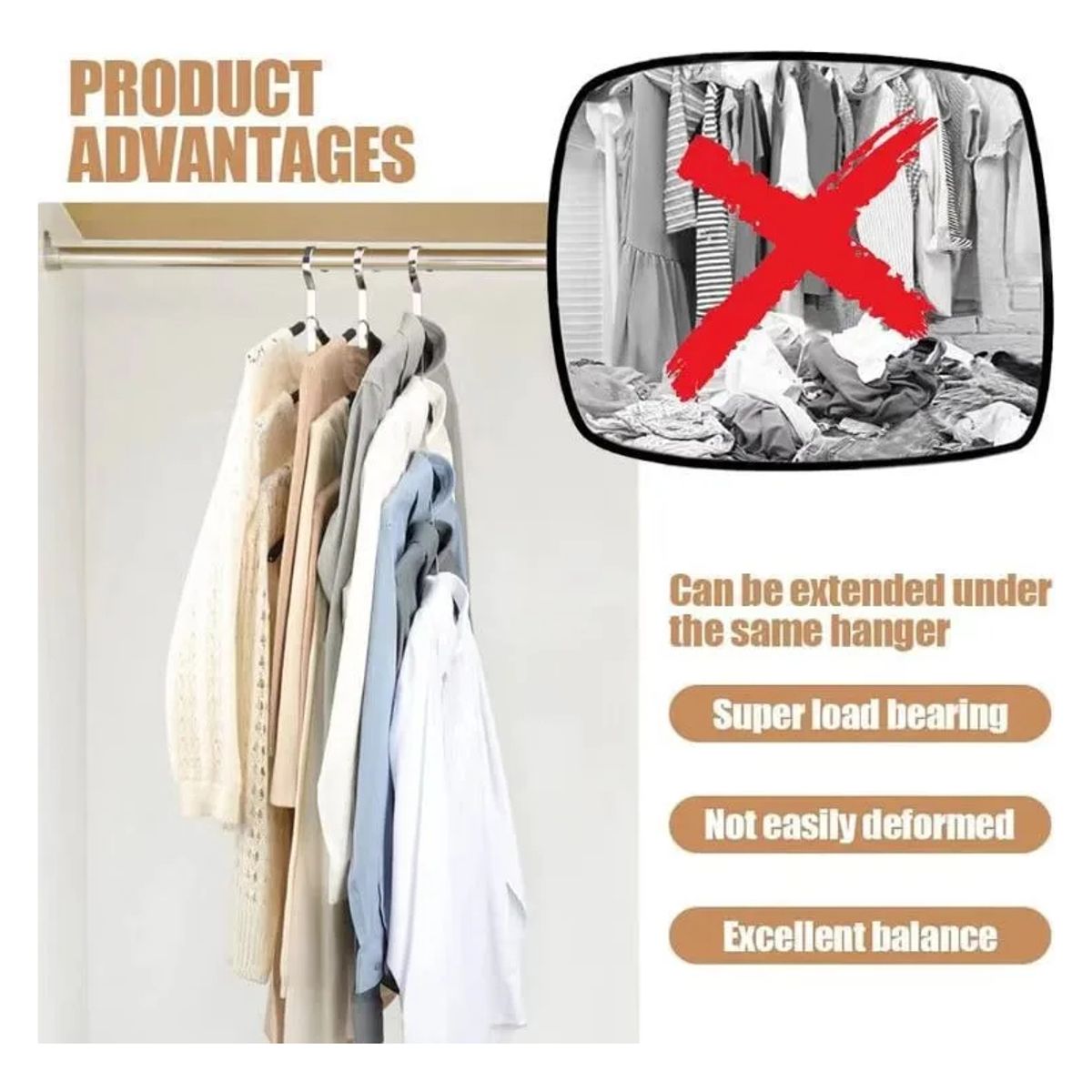 GENERICO - Gancho X18 Organizador De Perchas Closet Tendedero Ropa