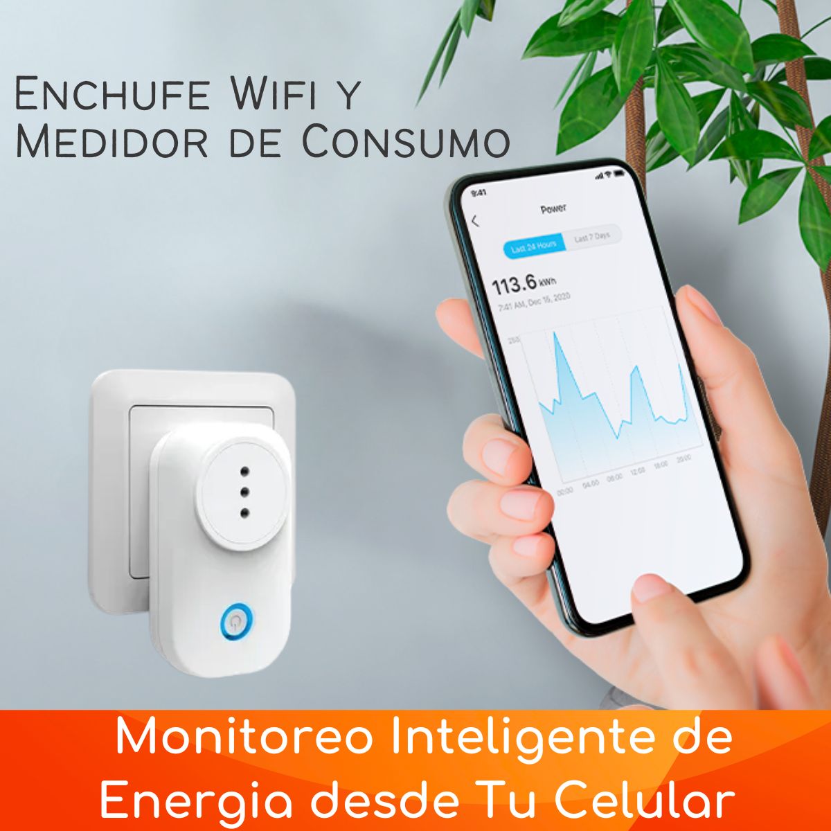 D MOTICA - Enchufe Wifi Inteligente 220V 16A Con Medidor de Consumo por App