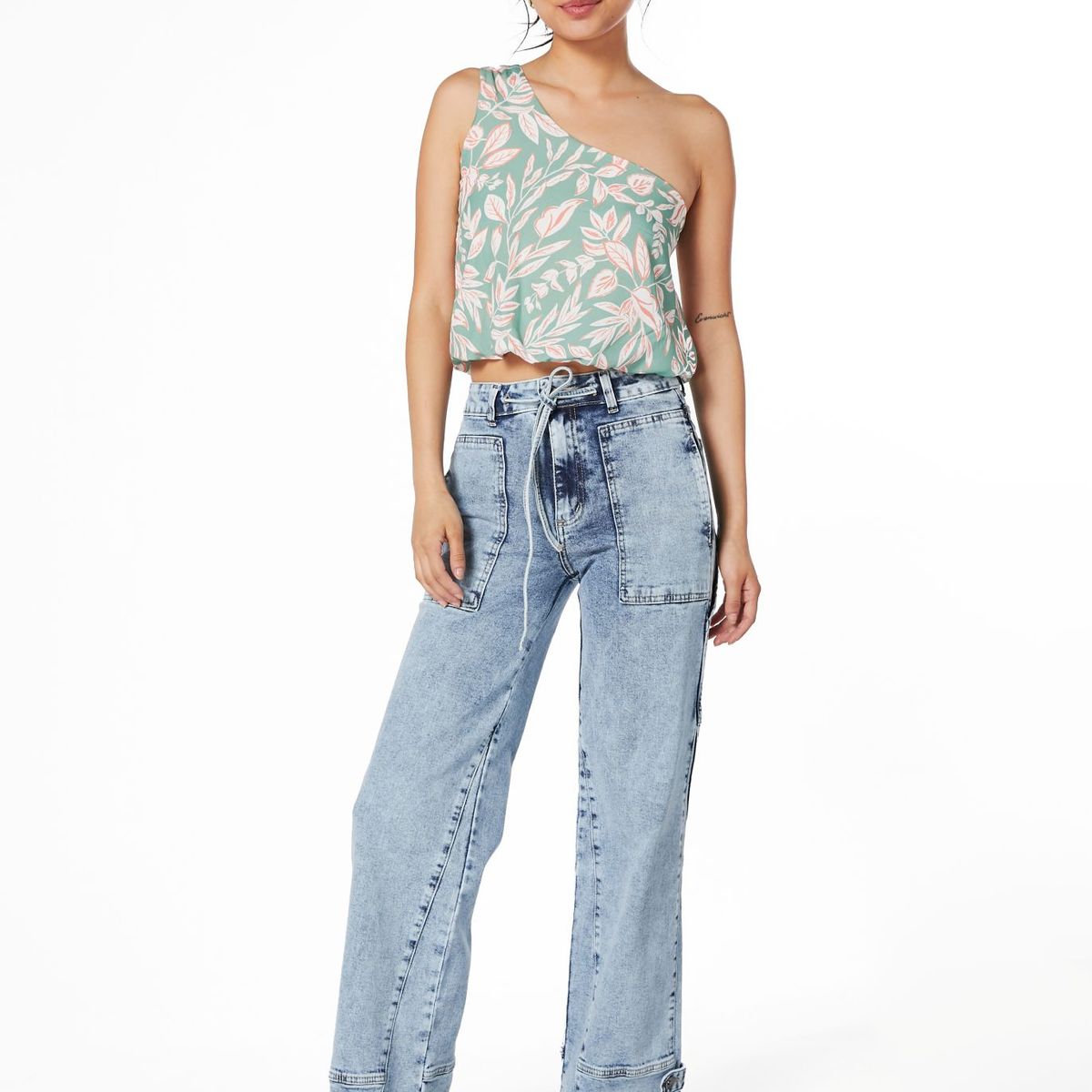 EFESIS - JEANS ROZZI WIDE CORTES Y TRABAS AZUL EFESIS - Azul