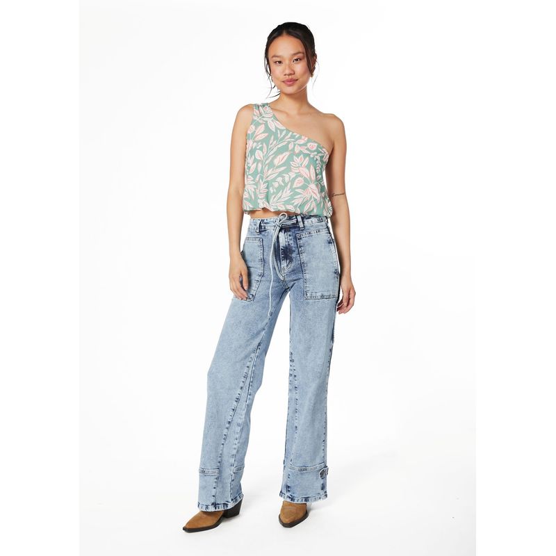 EFESIS - JEANS ROZZI WIDE CORTES Y TRABAS AZUL EFESIS - Azul