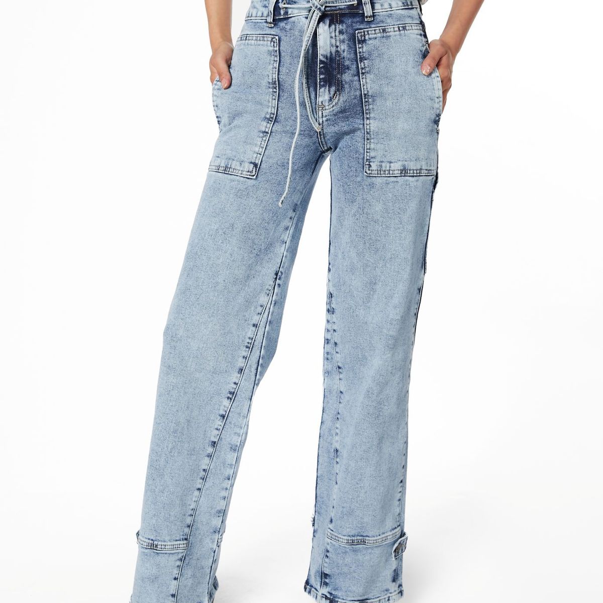 EFESIS - JEANS ROZZI WIDE CORTES Y TRABAS AZUL EFESIS - Azul