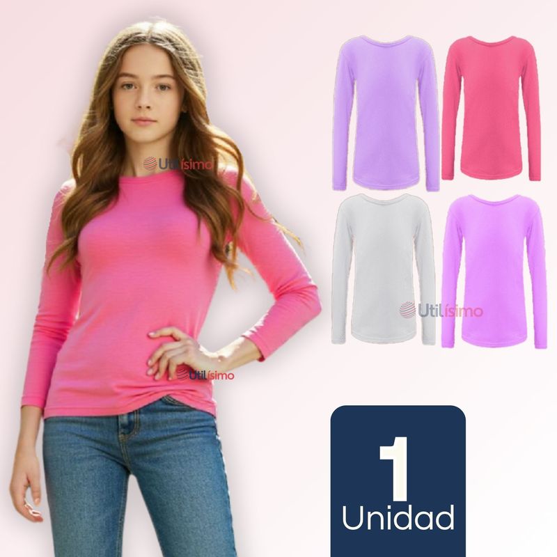 UTILISIMO - Camiseta Cuello Redondo Polar NIña juevenil Colores Surtidos