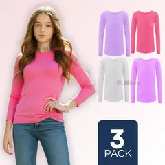 UTILISIMO - Pack 3 Camiseta Cuello Redondo Polar Niña juvenil Colores Surtidos