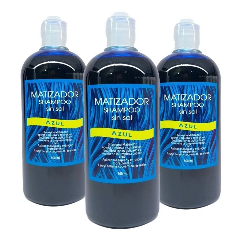 GENERICO - Pack 3 Shampoo Matizadores Cabello  Azul Peluqueria