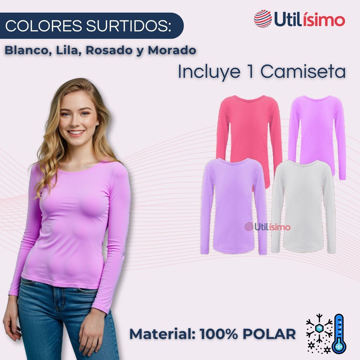 UTILISIMO - Camiseta Cuello Redondo Polar juvenil Colores Surtidos