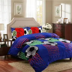GENERICO - Cubrecama de Invierno Plush con Chiporro 1,5 plaza Azul Futbol