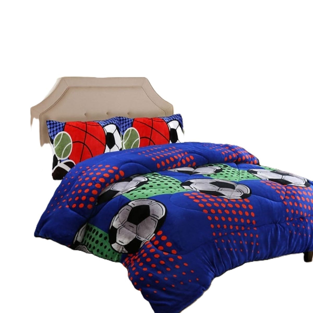 GENERICO - Cubrecama de Invierno Plush con Chiporro 1,5 plaza Azul Futbol