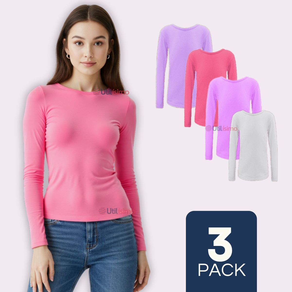 UTILISIMO - Pack 3 Camiseta Cuello Redondo Polar juvenil Colores Surtidos