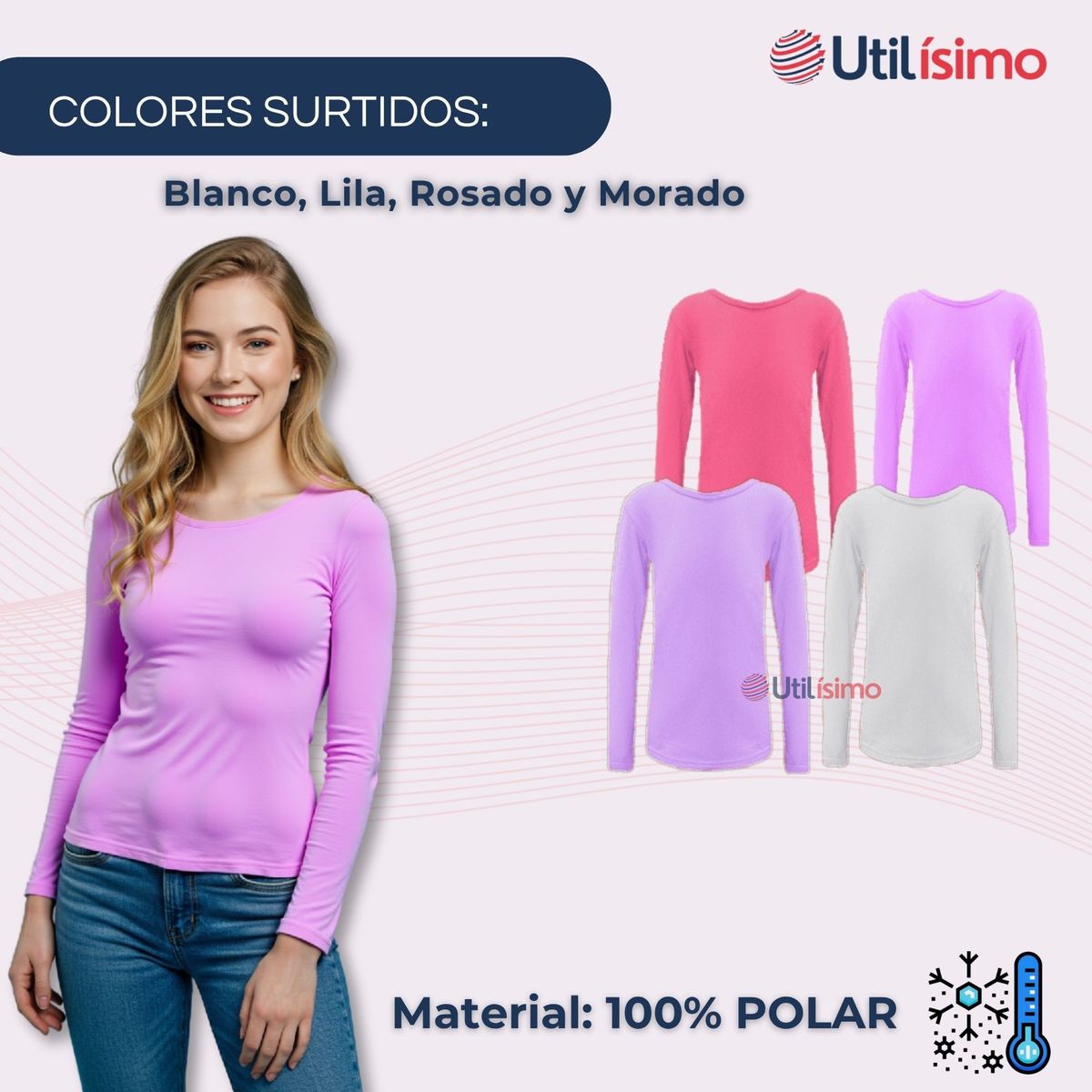 UTILISIMO - Pack 3 Camiseta Cuello Redondo Polar juvenil Colores Surtidos