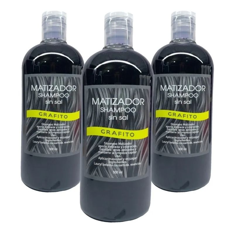 GENERICO - Pack 3 Shampoo Matizadores Cabello Grafito Peluqueria