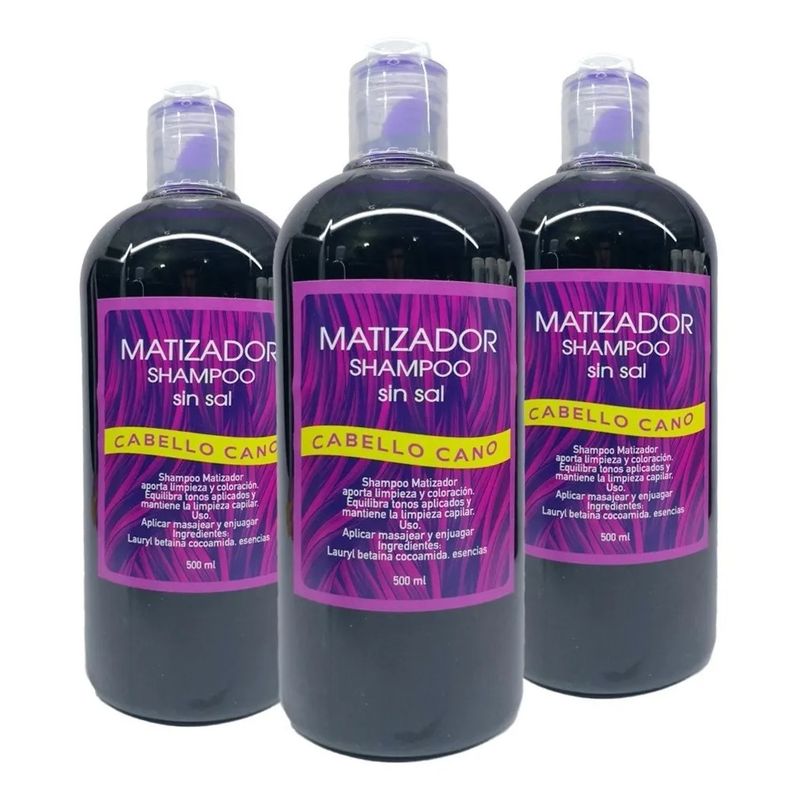GENERICO - Pack 3 Shampoo Matizadores Cabello Cano Peluqueria