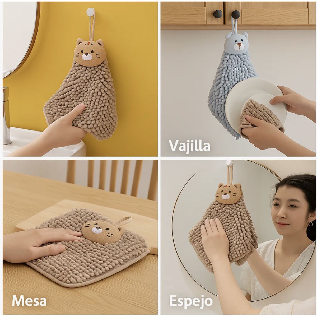 GENERICO - Set De 2 Toallas Colgantes De Algodón - Diseño Animal