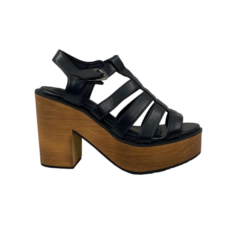HERIEL - Sandalia Negra Plataforma Mujer
