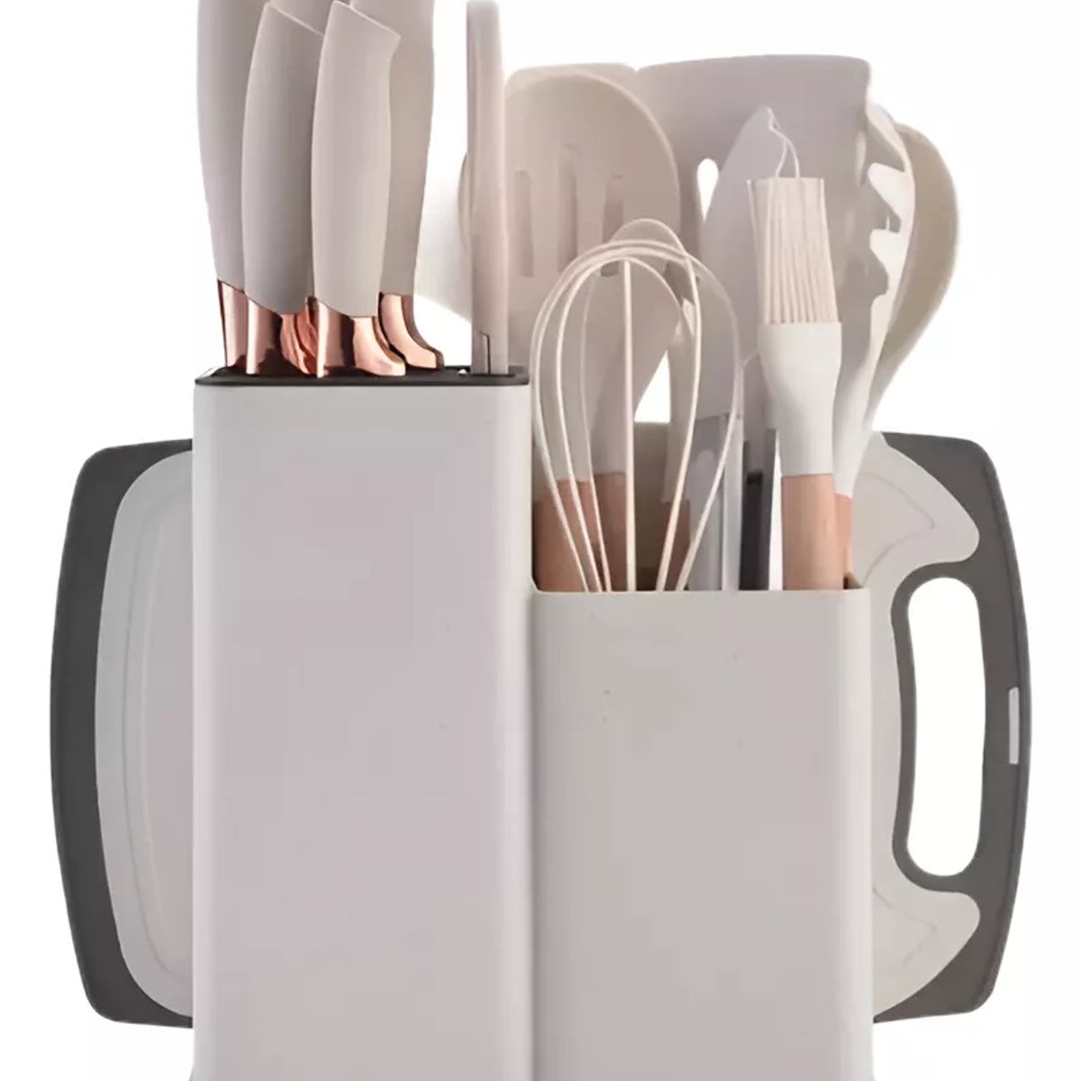 GENERICO - Utensilios Set De Cocina 19 Piezas Silicona Mango De Blanco