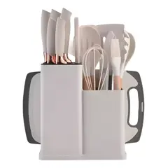 GENERICO - Utensilios Set De Cocina 19 Piezas Silicona Mango De Blanco
